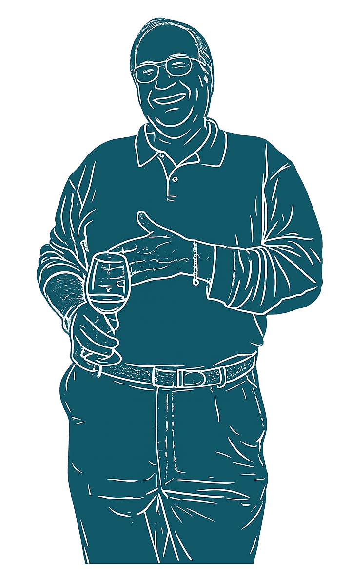 Line art portrait of Dr. Juan Palomar