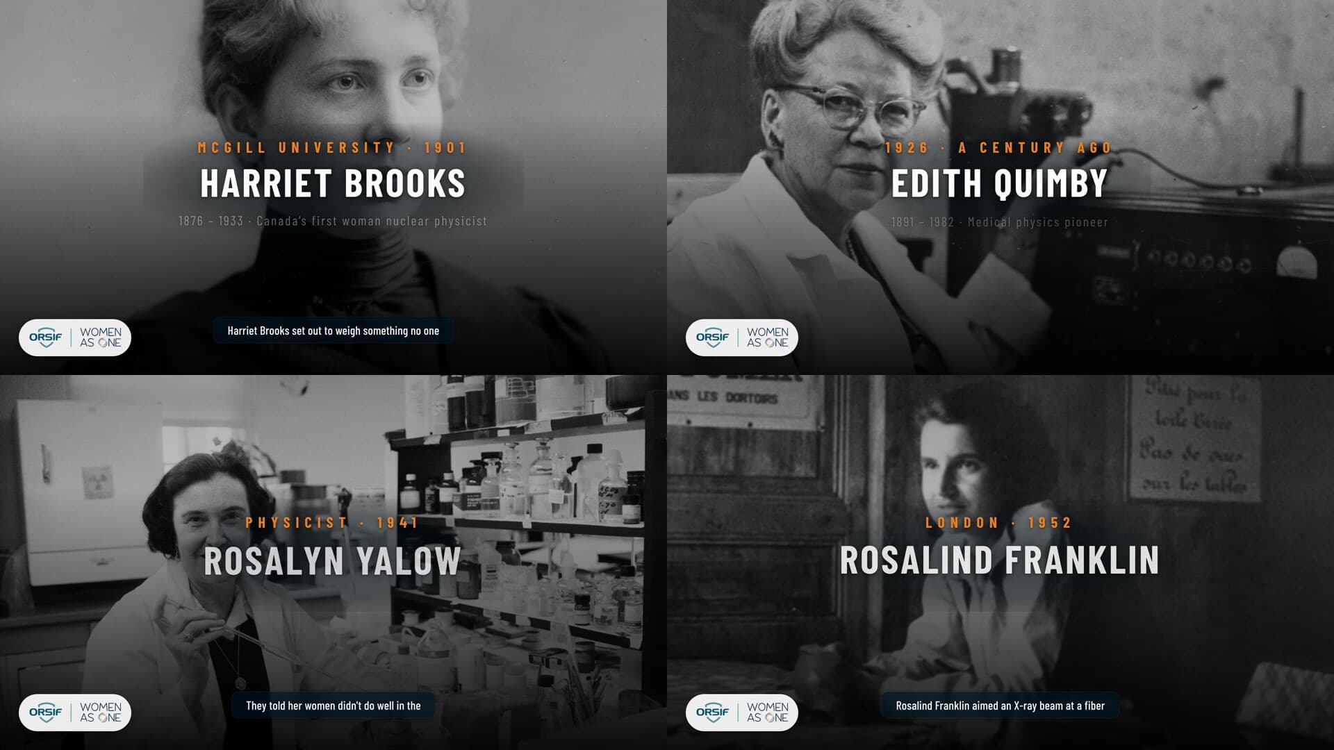 The Women Who Shaped the Science of Radiation: A Four-Film Series with Women As One
