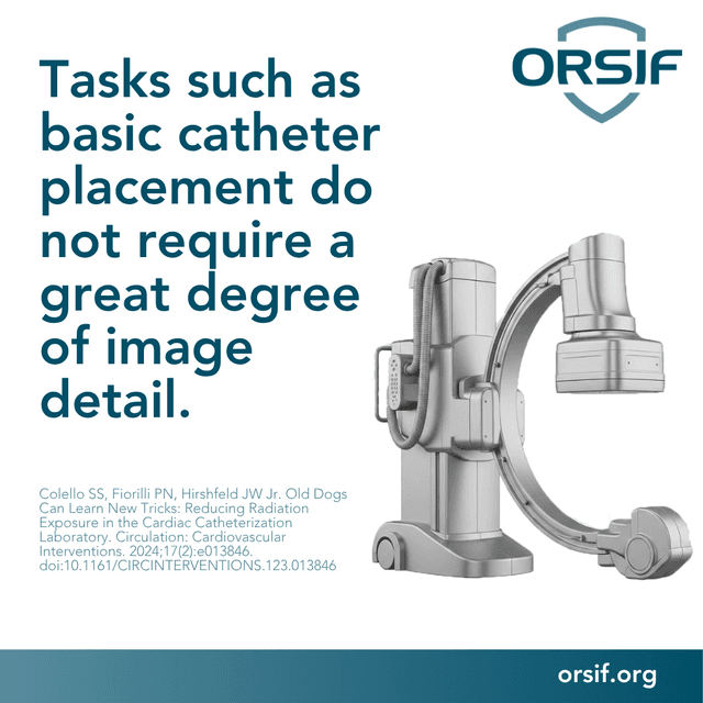 Message: tasks such as basic catheter placement do not require a great degree of image detail, so lower-dose imaging settings can be used.